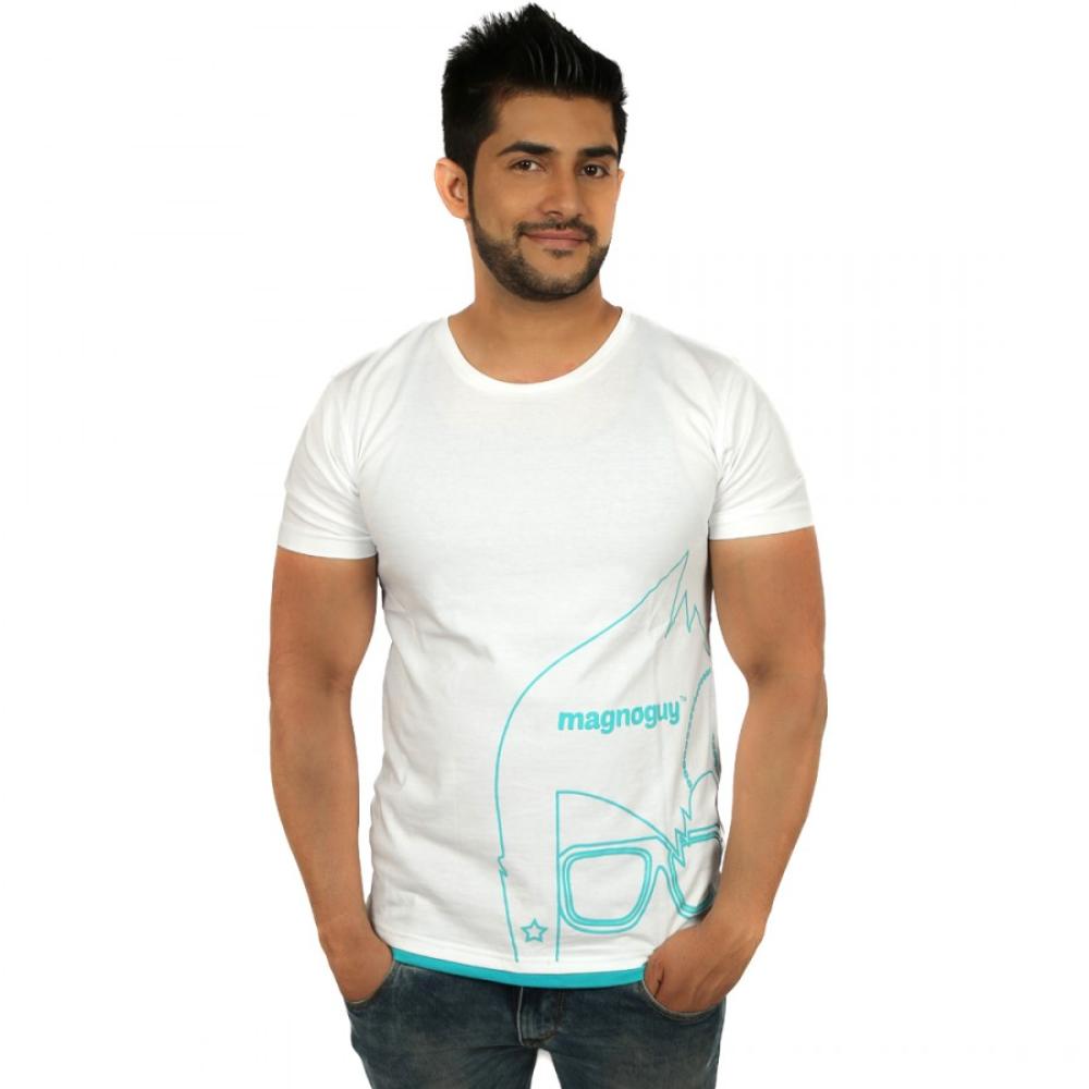 Printed Mens Cotton White T-Shirt
