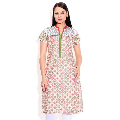 Biba GhostWhite Cotton Kurta