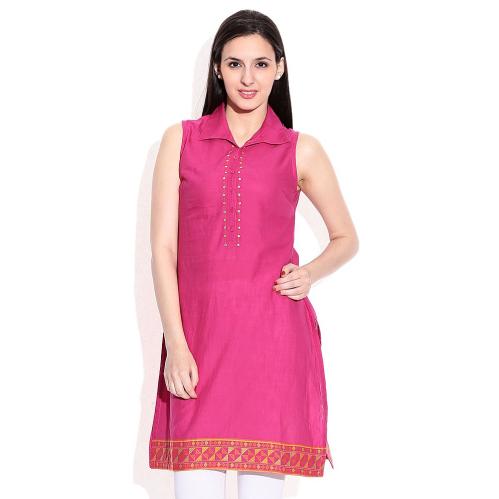 Biba Pink Cotton Kurta