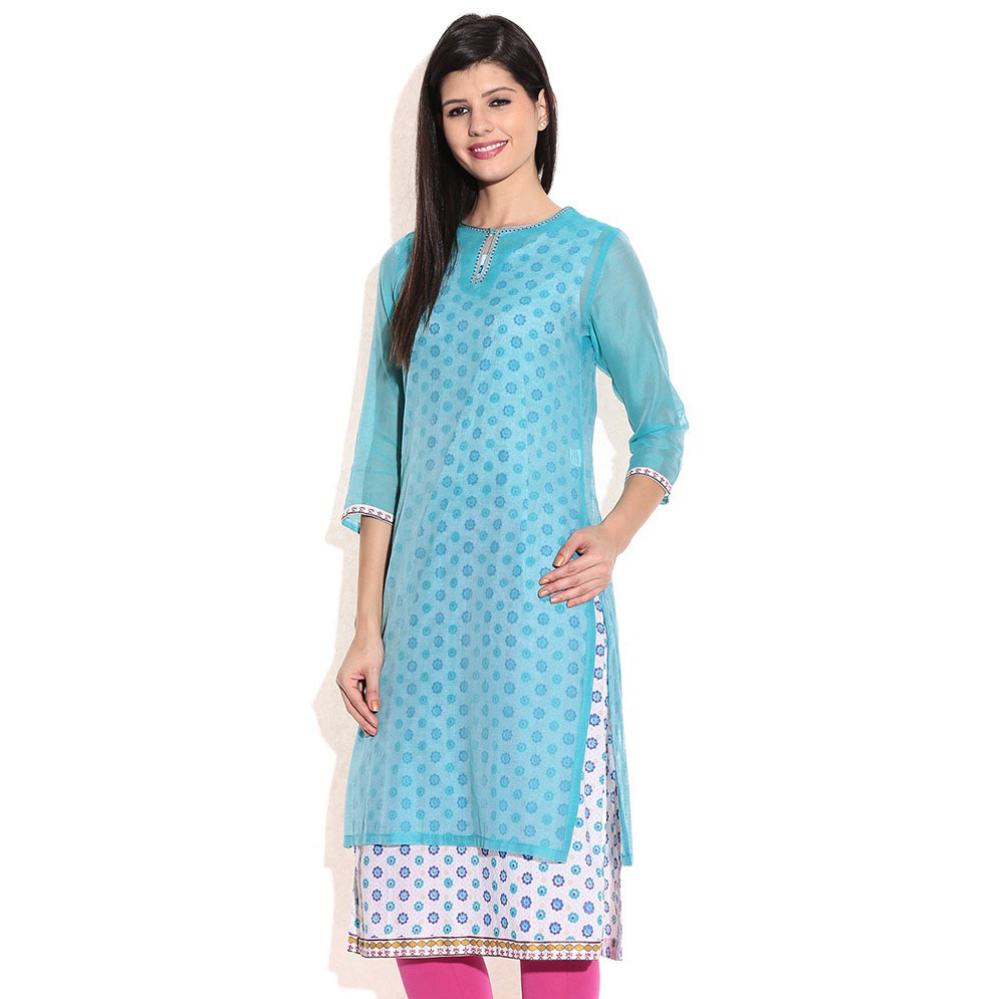 Biba Turquoise Cotton Kurti