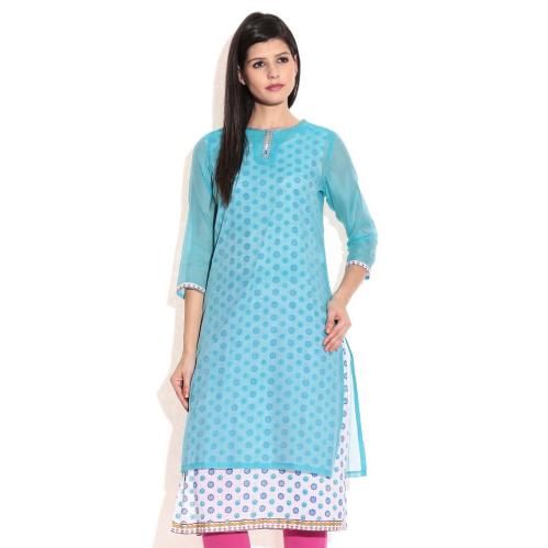 Biba Turquoise Cotton Kurti