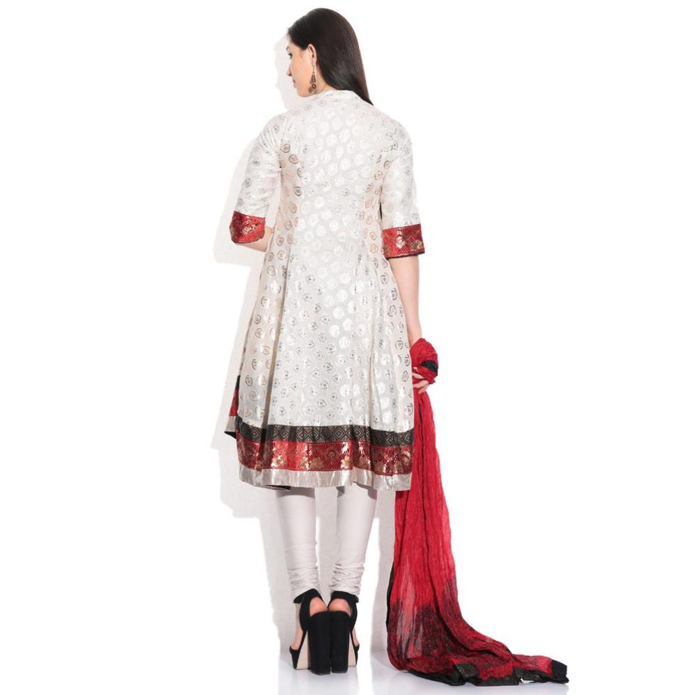 Biba Cream Embroidered Stitched Anarkali Salwar Suit