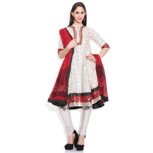 Biba Cream Embroidered Stitched Anarkali Salwar Suit Biba Cream Embroidered Stitched Anarkali Salwar Suit
