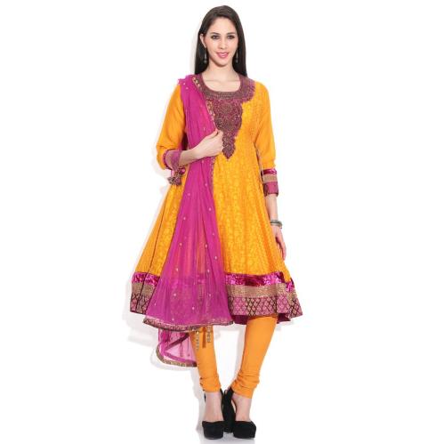 Biba Gold Embroidered Stitched Anarkali Salwar Suit Biba Gold Embroidered Stitched Anarkali Salwar Suit
