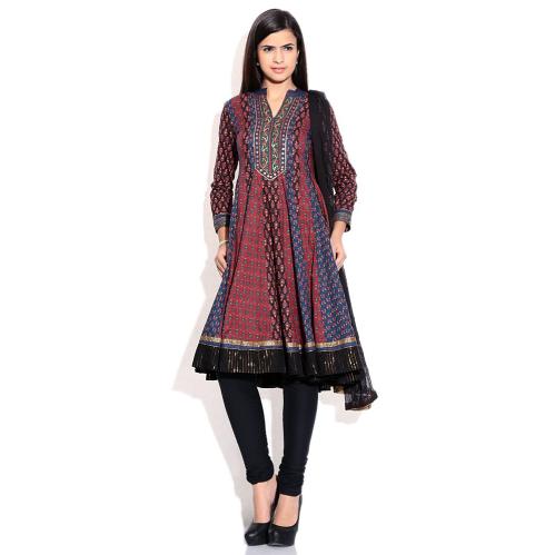 Biba Black Printed Cotton Stitched Salwar Suit Biba Black Printed Cotton Stitched Salwar Suit