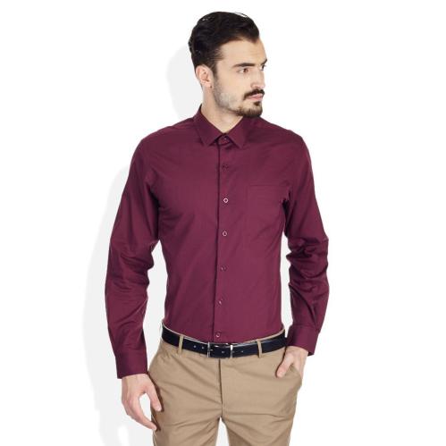 John Players Maroon Solids Shirt John Players Maroon Solids Shirt