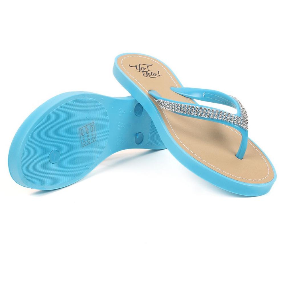 Blue Button Green Sandal