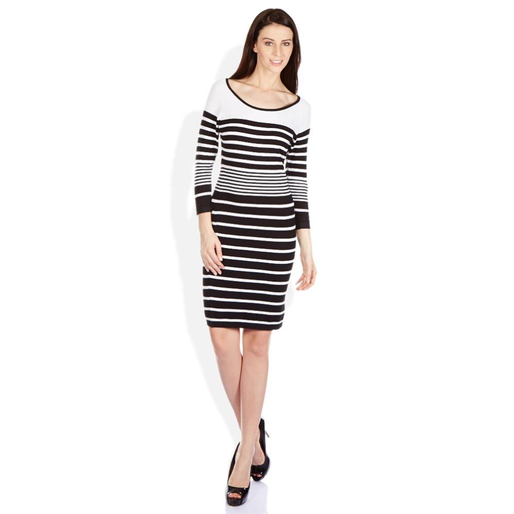 ELLE Black White Poly Viscose Dresses