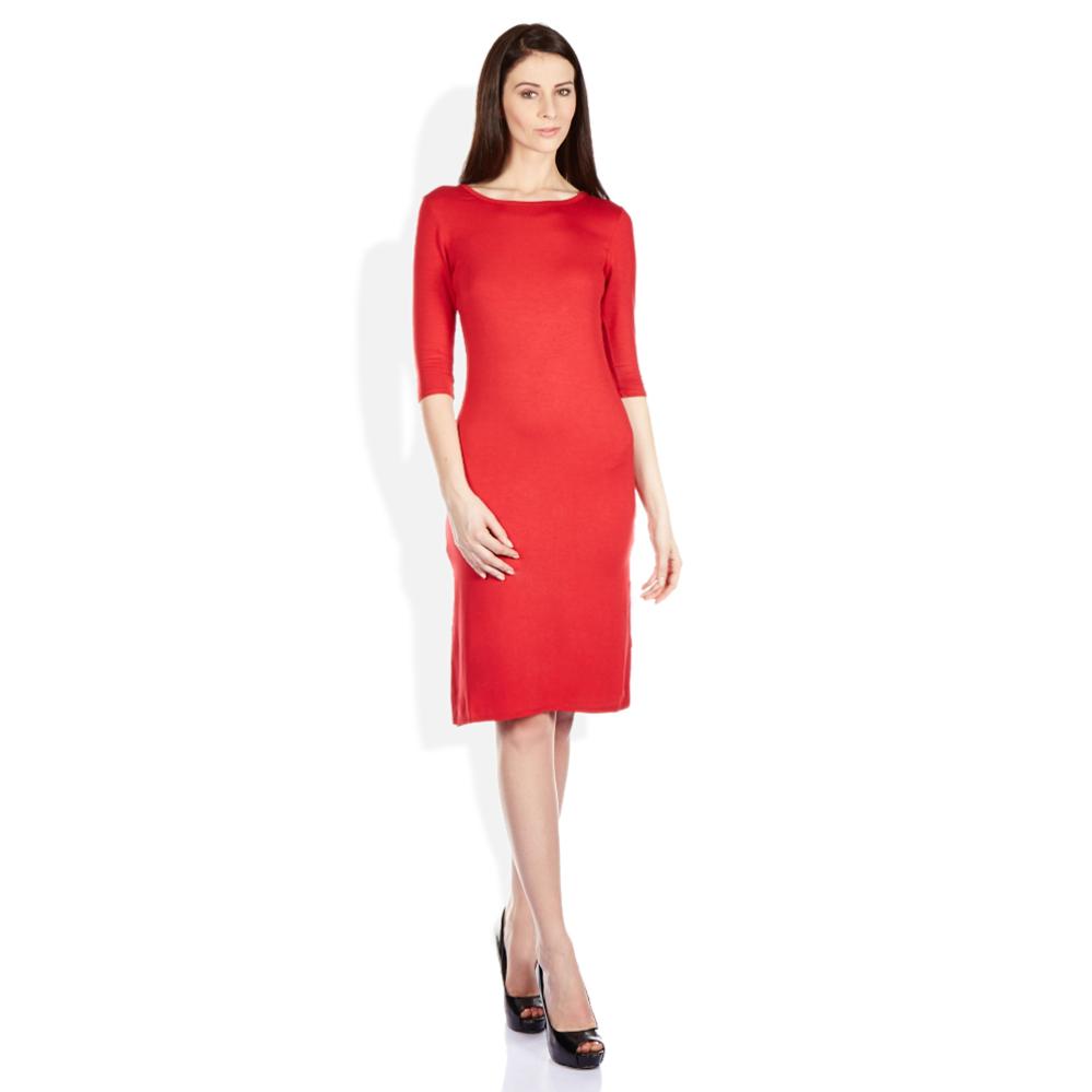 ELLE Red Poly Viscose Dresses